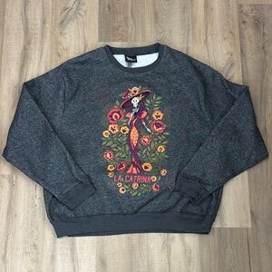 Hasta Siempre Womens Pullover Graphic Sweatshirt Sz XXL "La Catrina" Skeleton